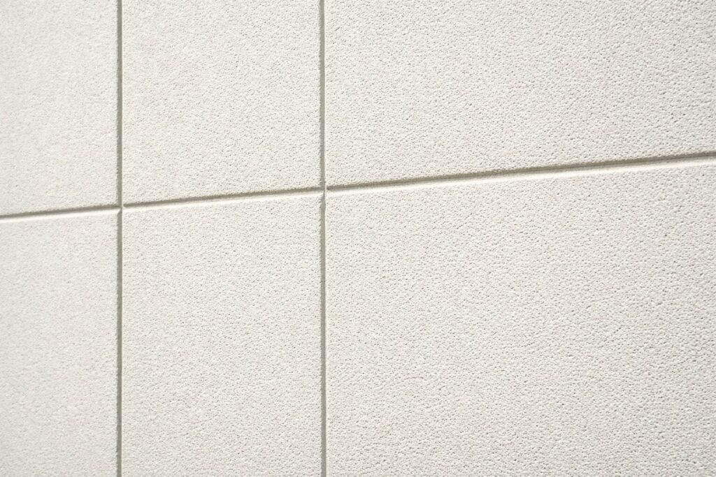 ALC外壁のパネル割りと縦目地が分かる外壁面（塗装メンテナンス検討の状態確認）