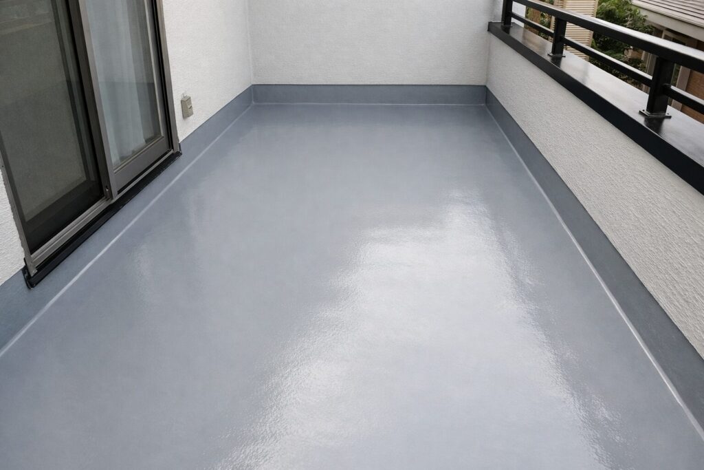 板橋区の住宅ベランダで施工したウレタン防水 密着工法の床面仕上がり