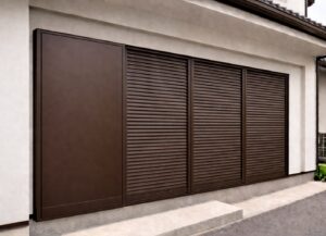 板橋区の住宅で雨戸の塗装メンテナンスを検討するために状態確認している外観写真