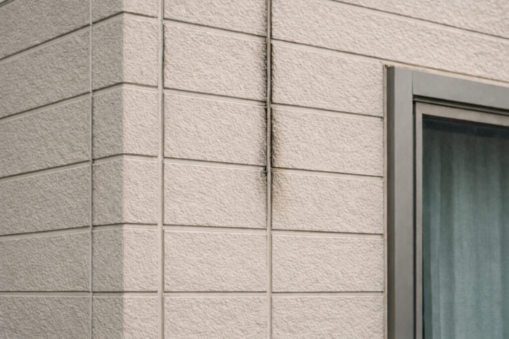 サイディング外壁の目地に発生したブリード現象の初期状態